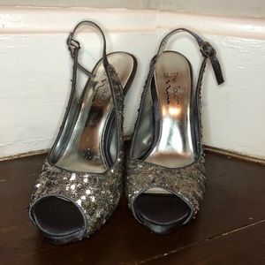 Silver Sequined High Heels